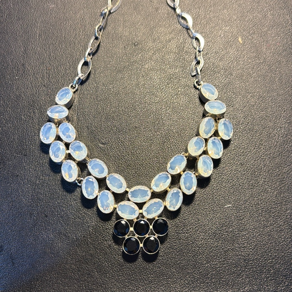 Synthetic Onyx & Opalite Statement Necklace